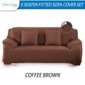 Stretchable Fitted Sofa Cover Set for 5 & 7 Seater – Elastic Jersey Fabric Couch Slipcovers for All Sofa Types – Soft & Comfortable Sofa Protector. 