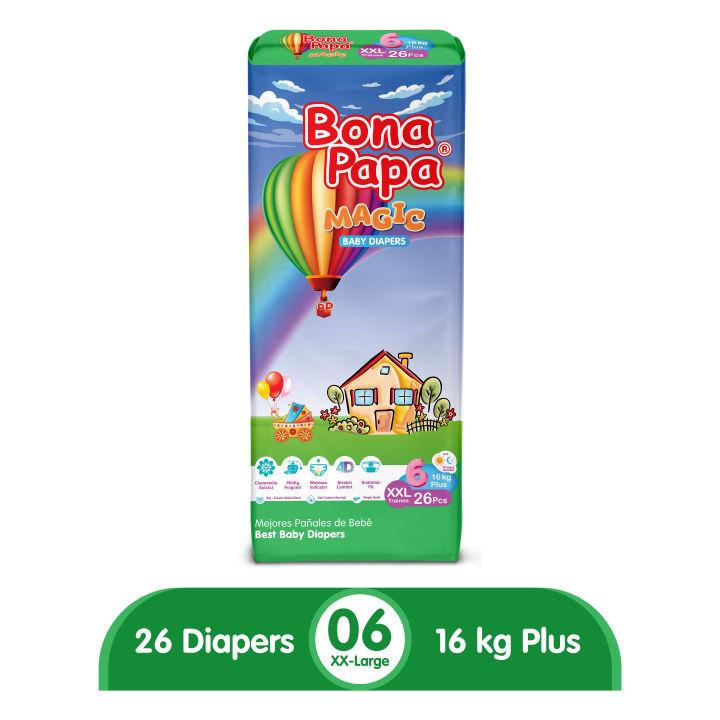 Bona Papa Magic Diapers -  New Economy Pack - XXL Size 6 - 26 Pcs