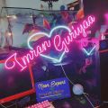 custom neon light two words or Names with heart shape beautiful design. 