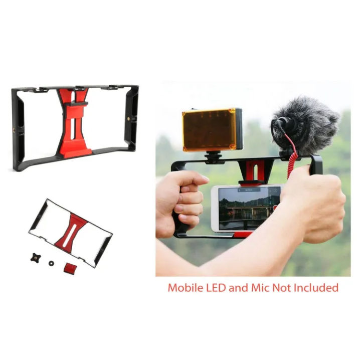 Cage Rig Stabilizer Smartphones Video Film Production Double Handle Mobile Cold Shoe boya mm1 mic holder Mic Holder