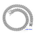 18/20/24inch Cuban Link Chain Hip Hop Men Necklace iced out paris chain 2 Row Rhinestone Paved Miami Rhombus Cuban men Necklace. 
