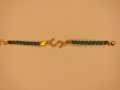 Classy Golden Zircon S Alphabet Green Lather Bracelet / Watch For Girls \ Women. 