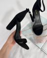 Women Fashion 3 Inches Block Heels Sandals Luxurious Fairy Style Glamour  Embellished Chunky Faux Suede Comfortable and Stylish for Any Occasion for Summer Black. 