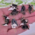 10pcs Gothic Style Moon Skull Crow Enamel Charms for DIY Jewelry Making Earring Necklace Bracelet Keychain Pendants Accessories. 