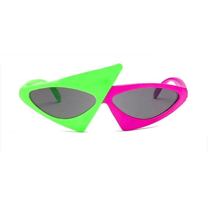 SHAUNA Fashion Christmas Triangle Oval Green Rose Contrast Color Roy Purdy Sunglasses Stage Hip Hop Party Glasses UV400