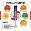 Vitamax VM-616 Premium 1000W Immersion Hand Blender | Stainless Steel Blade | Multi-Function Stick Mixer for Smoothies, Puree, Sauce, Whipping | Easy Clean. 