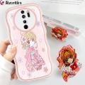 Jizetin for Redmi Note 8 Pro Back Cover + Free Pop Socket Cardcaptor Sakura Soft Wavy Shape TPU Phone Case For Girls Boys. 
