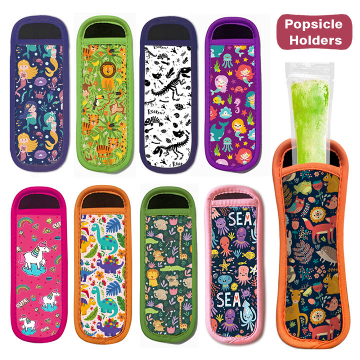 Icy Pole Holder Popsicle Cover Ice Cream Stick Covers Cartoon Pattern Anti Melting Non Freezing Hand Ice Stick Protective Cover