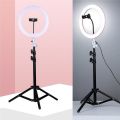 26cm Selfie RIng Light with 4.5 Feet Adjustable Tripod Stand - With White, Warm & Soft Light Function for Live Streaming or Studio Photography - Youtube - Gaming. 