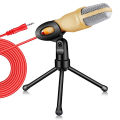 【COD+Ready Stock + FREE Shipping】Wired Microphone With Mic Stand Professional 3.5mm Jack Recording Condenser Microphone Compatible With PC Laptop Singing Gaming. 