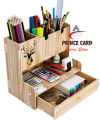 Desk Organizer Pen, Pencils, space saver,desk organizer, wooden, rack, shelf, laser cut,Brushes Holder Stand with Drawer – Ideal for Kids & Offices Tables. 