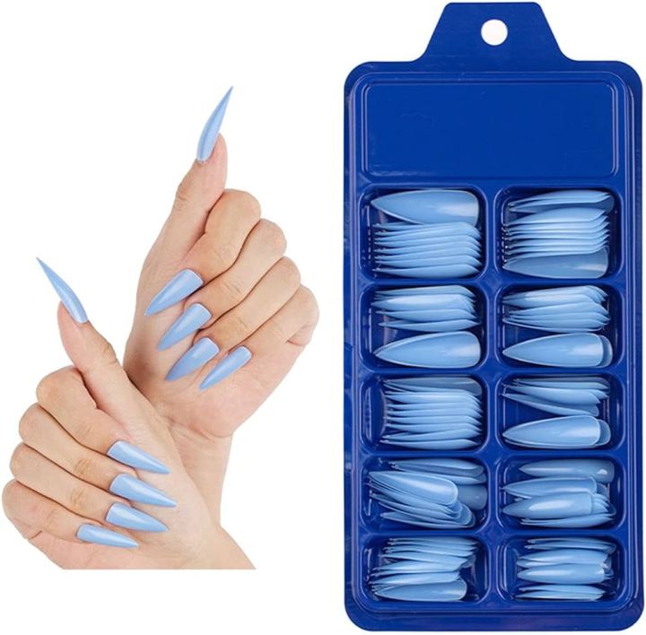 100Pcs%20White/Clear%20Coffin%20Fake%20Nails%20Full%20Cover%20Ballerina%20Acrylic%20Artificial%20False%20Nail%20Tips%20Press%20on%20Finger%20Manicure%20Extension%20-%20Image%205