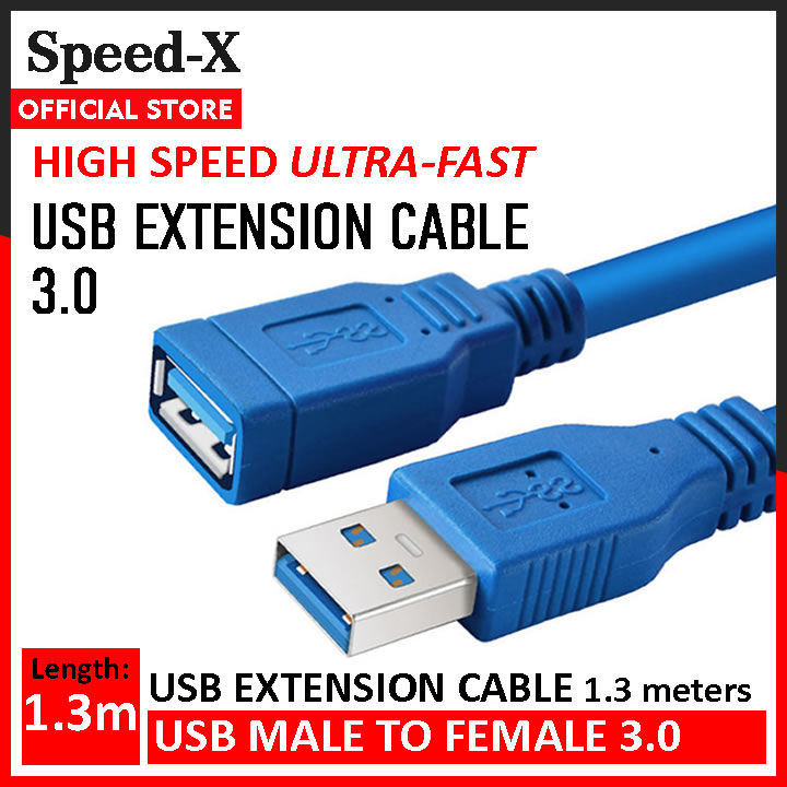 SpeedX Usb Extension Cable -1.3 meters - 3.0 High Speed - Male To Female USB Extension Cable