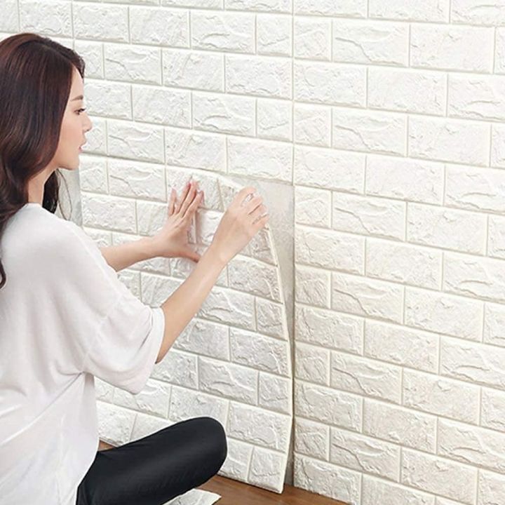 3D Wall Panels, Self Adhesive Wall Tiles,3D DIY Tile Brick Wall Stickers Waterproof,Masonry Effect,Home Decoration,Wallpaper Foam Panel,for Living,Room,Home,Office