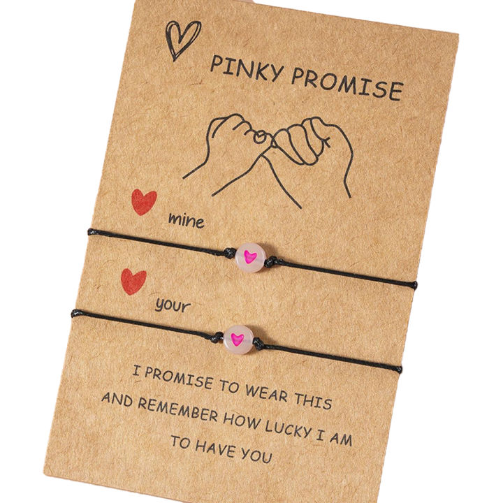 2Pcs/Set Promise Bracelets Friendship Couple Matching Bracelet Luminous Heart Bead Elastic Rope Valentine's Day Gift