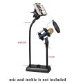 DM-722 Adjustable Microphone And Mobile Teleprompter Stand Desktop for Computer Video Recording with Mic Windscreen Pop Filter Cover. 