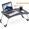 Wooden Gaming Laptop Table For Bed Foldable Stand Ergonomic Portable Drawing Notebook Reading Food Breakfast Serving With Inbuild Tablet And Cup Holder Slots Couch Black Brown Pink Yellow Green White Blue HighQuality. 