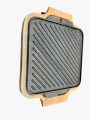 Cast Iron Single Burner Reversible Grill Griddle 10.5" with wood base,  Naturally Non Stick, Krucible Kitchen. 