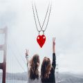 Two Piece Cute Brick Heart Pendant Necklace Design Lego Heart Necklace For Women Men Girl Boy Jewelry. 