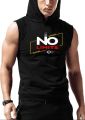 Tracksuit for Men - Summer Sleeveless Hooded Tshirt + Trouser Set, Premium Terry Fabric Soft Export Quality Cotton Blend, Vinyl Dumble Printed Gym Korean Style Fit, Beach & Street Wear, Black Color. 