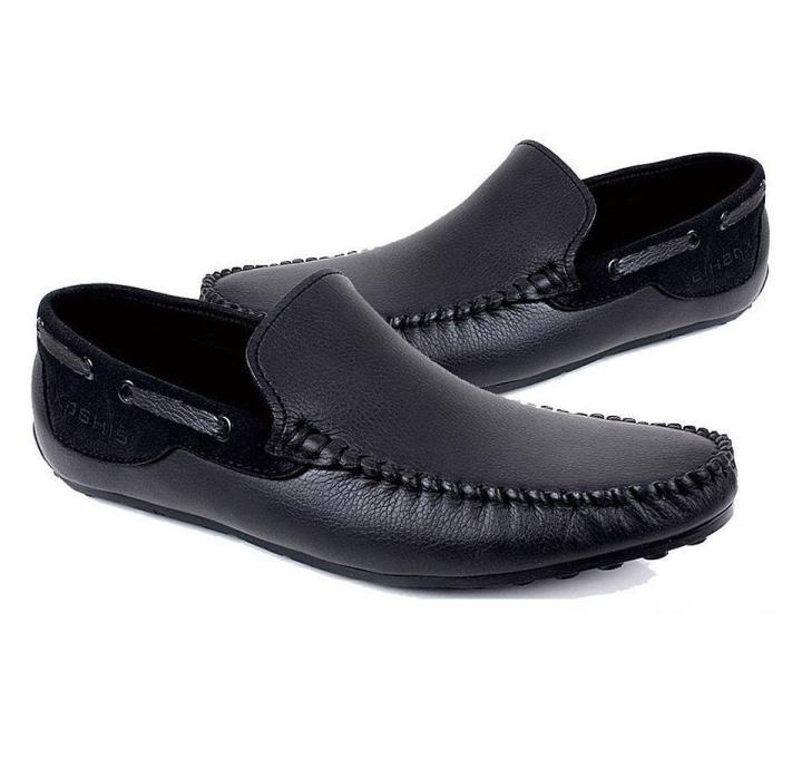 Black Rexine Moccasins  For Men