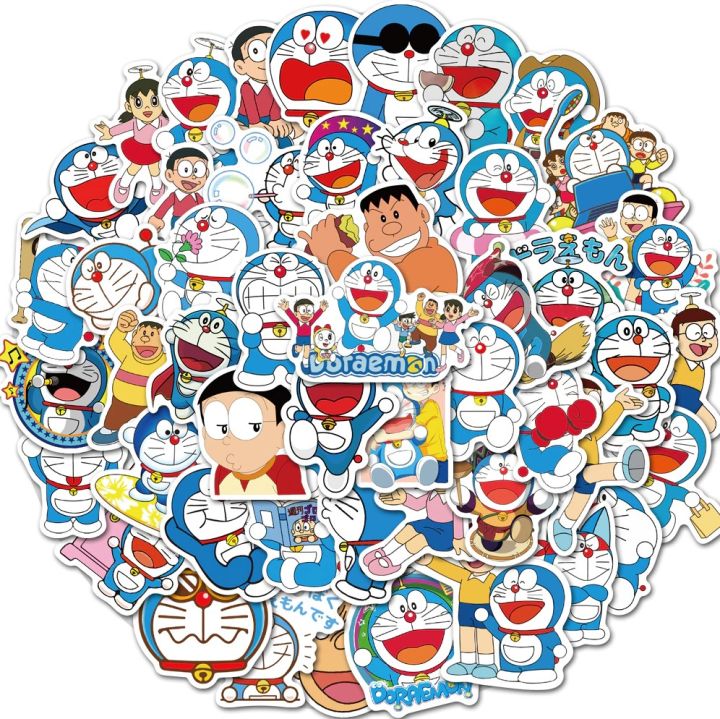 Doraemon Nobita Shizuka Gian Suneo Dorami DIY Sticker Water Proof Decal Vinyl for Car Skateboard, Phone, Laptop, Luggage & Guitar – 50 Pieces