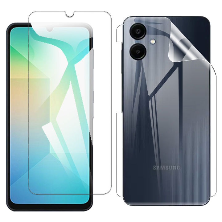 Samsung A06 Tempered Glass Screen Protector Premium High Quality Polish Glass + Back Jelly Protector Clear Soft Protection Film Transparent Hydrogel Film Protector For Galaxy A06