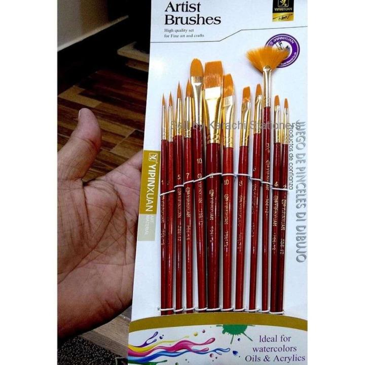 12pcs Multi shapes Artist Paint Brush Set