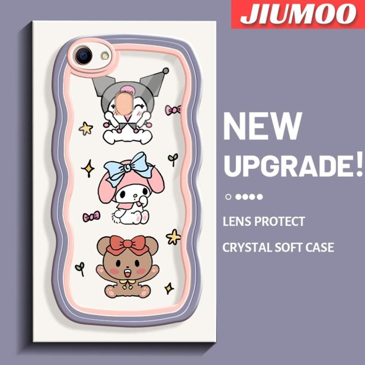 JIUMOO For OPPO F7 Case Cartoon My Melody And kuromi Lovely Cream Wave Border Shockproof Phone Cases Creative Transparent Casing
