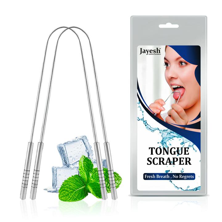 Jayesh Industries Tongue Cleaner Scraper Rustproof Stainless Steel Reusable Comfortable Handle Design For Easy Gripping Perfect For Men And Women