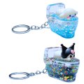 Water-Filled Keychain with  Cute Toy Fun Floating Liquid Key Ring for Kids & Gifts---1pcs. 