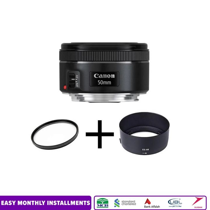 Combo Pack - Canon EF 50mm f/1.8 STM  Lens EF Background Low Light Blur+ ES-68 + UV Filter