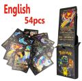 55 Pcs Pokémon Black Foil Cards Anime Cartoon Pokémon English Version TCG Card - 55 Pcs Pokémon Cards Box For Fans Rare Collection Card Child Toys Gifts - Black Edition. 