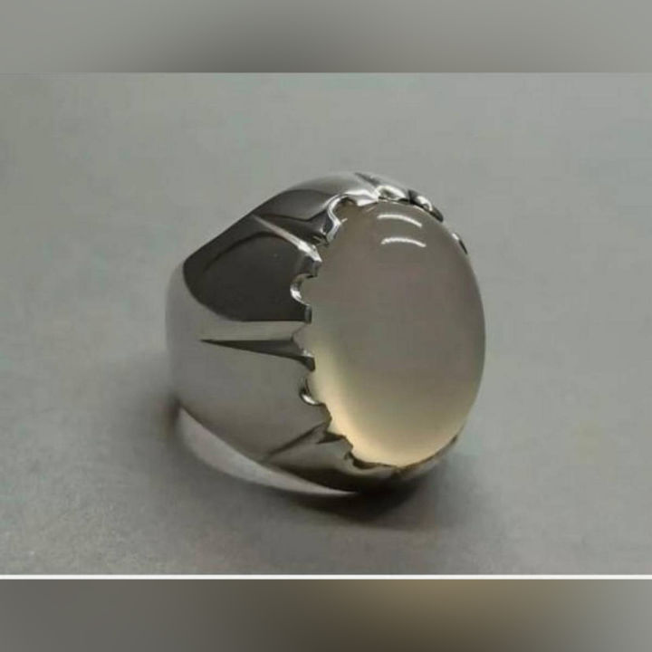 Natural Mens White MoonStone (Durr_e_Najaf) Original Ring Sterling Silver 925