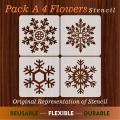 Pack of 4 Snow flacks  Nature Inspired Floral Patterns – Reusable Stencils for Home Projects ID#33. 