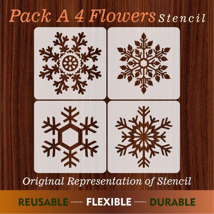 Pack%20of%204%20Snow%20flacks%20%20Nature%20Inspired%20Floral%20Patterns%20%E2%80%93%20Reusable%20Stencils%20for%20Home%20Projects%20ID#33%20-%20Image%202