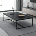 Coffee Table Open Rectangle Table Faux Marble Style Coffee Table with Metal Frame, Center Table for Living Room or Reception Room. 