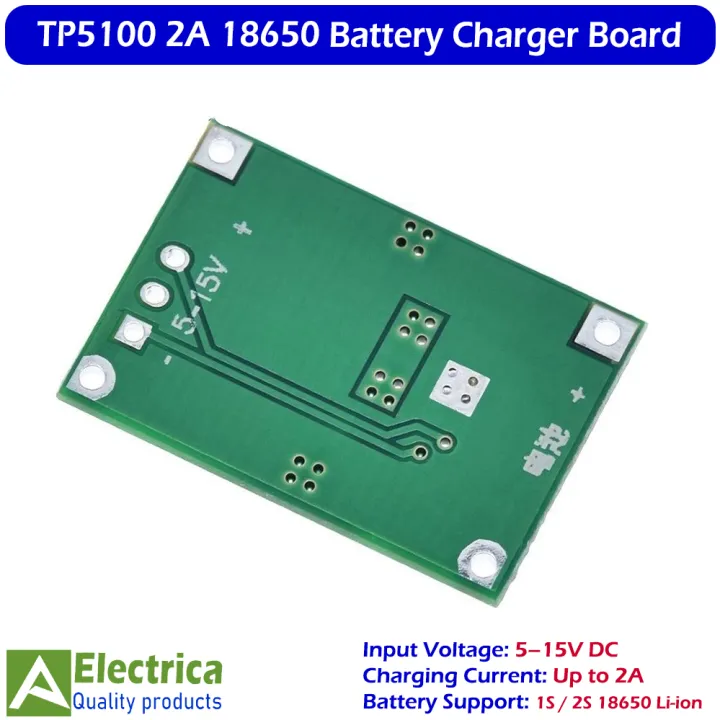 TP5100%205-15V%202A%20Lithium%20Battery%20Charger%20Module%20for%2018650%20Li-ion%20Cells,%20Fast%20Charging%20Protection%20Circuit%20Board%20by%20Electrica%20-%20Image%202