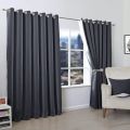 Plain Dyed Curtain - Charcoal. 