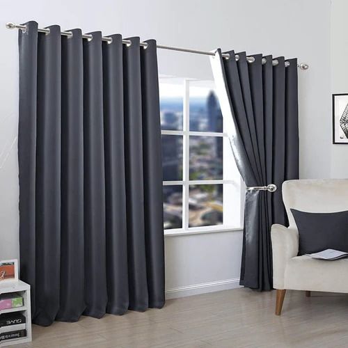 Plain Dyed Curtain - Charcoal