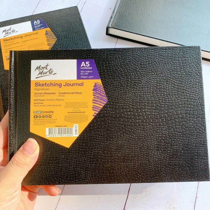 MONT MARTE Signature Sketching Journal Croc Finish 150gsm A5 Landscape 100 Page