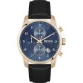 Hugo Boss Blue Dial Blue Leather Strap Chronograph watch For Men 1513783. 