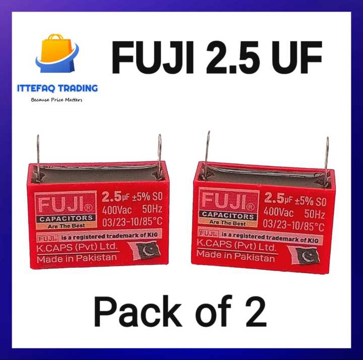 2Pcs FUJI Capacitor 2.5 uF For Ceiling Fans and Motors High Quality