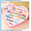 36  pair of  Beautiful earrings  Trendy Ear tops For Girls Best For Women| 1Set Multicolor Cryatal 36 Pairs Cartoon Hypoallergenic Plastic Stud Earrings Set For Women Girl Wedding Christmas Gifts Jewelry. 