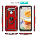 Lereach For LG Q61 Mobile Phone Case TPU Hard Ring Car Ring Bracket Shockproof Back Cover. 