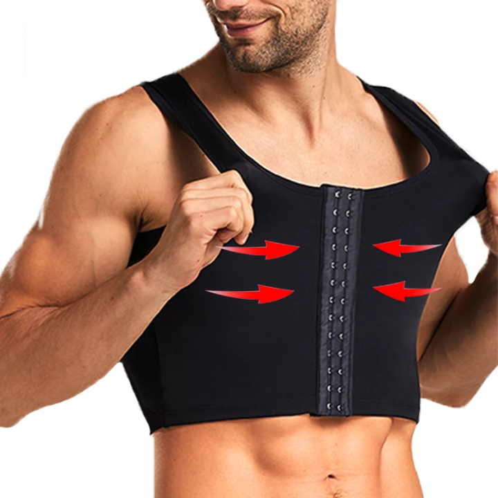 SAKURA Men's Chest Vest Sweat Chest Bandage Tight-fitting Underwear Body Shaper Corset Support Belt Chest Compression Correct Posture