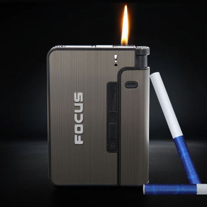 Automatic Cigarette Case With Inbuilt Refillable Lighter Premium Quality Men Gift
