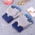 Winter Warm Wool Gloves Fashion Design Fingerless Glove Knitted Flip Flexible Exposed Finger Thick Gloves Mittens Men Women. 