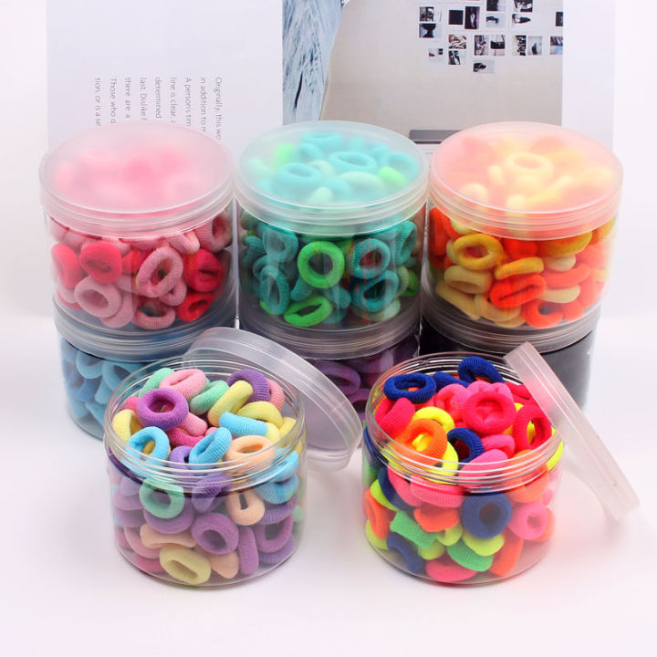 Girl's Colorful Elastic Hair Ties – Soft Spandex Ponytail Holders (Pack of 100 pieces) | Tangle-Free Hair Accessories