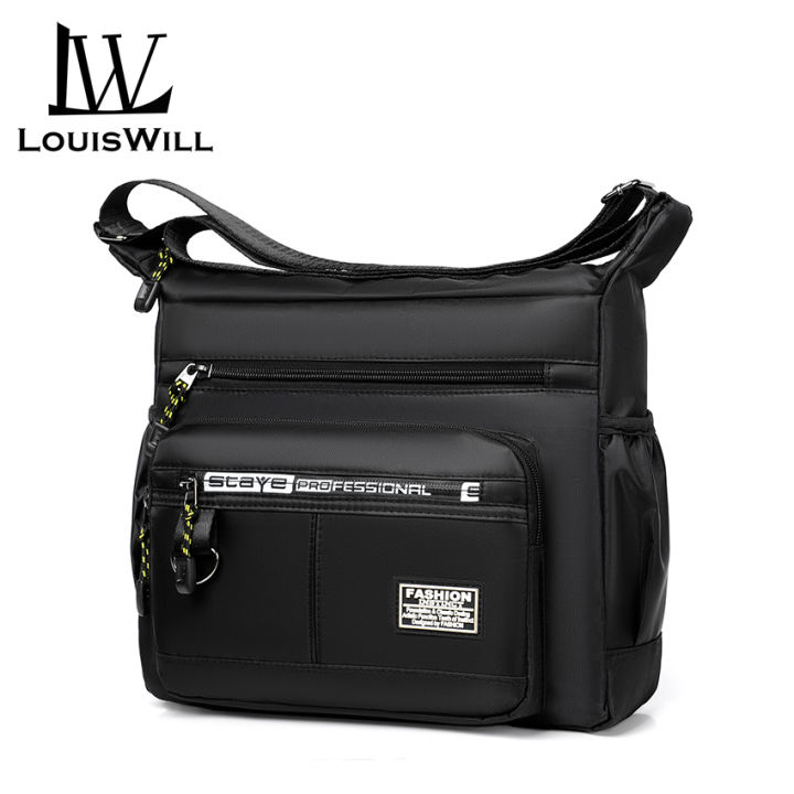 LouisWill Men Bags Messenger Bags Men's Shoulder Bag Multi-Pockets Waterproof Oxford Cloth Large Capacity Bag Wear-Resistant Backpack Business Casual Bag Fashion Crossbody Bag Cloth Bag Zipper Sling Pack Casual Bag